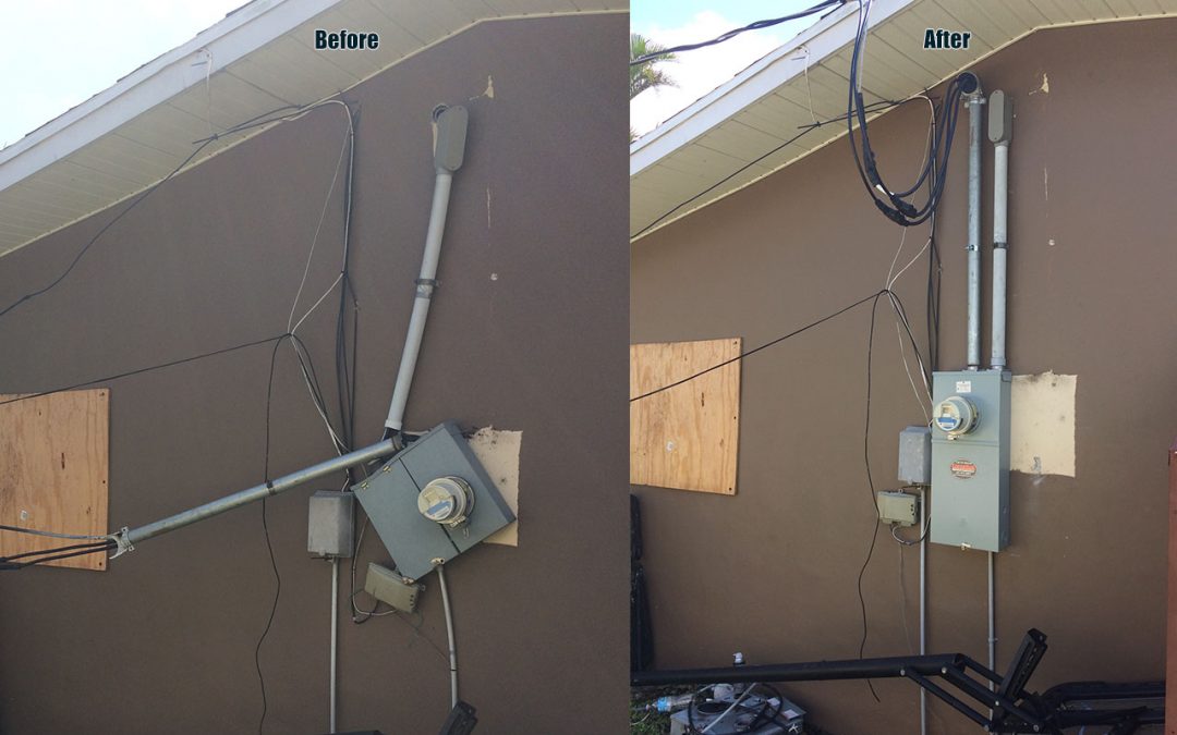 Florida Storm Damage to electrical systems before and after