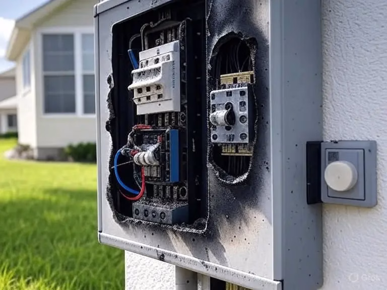 Damaged electrical panel